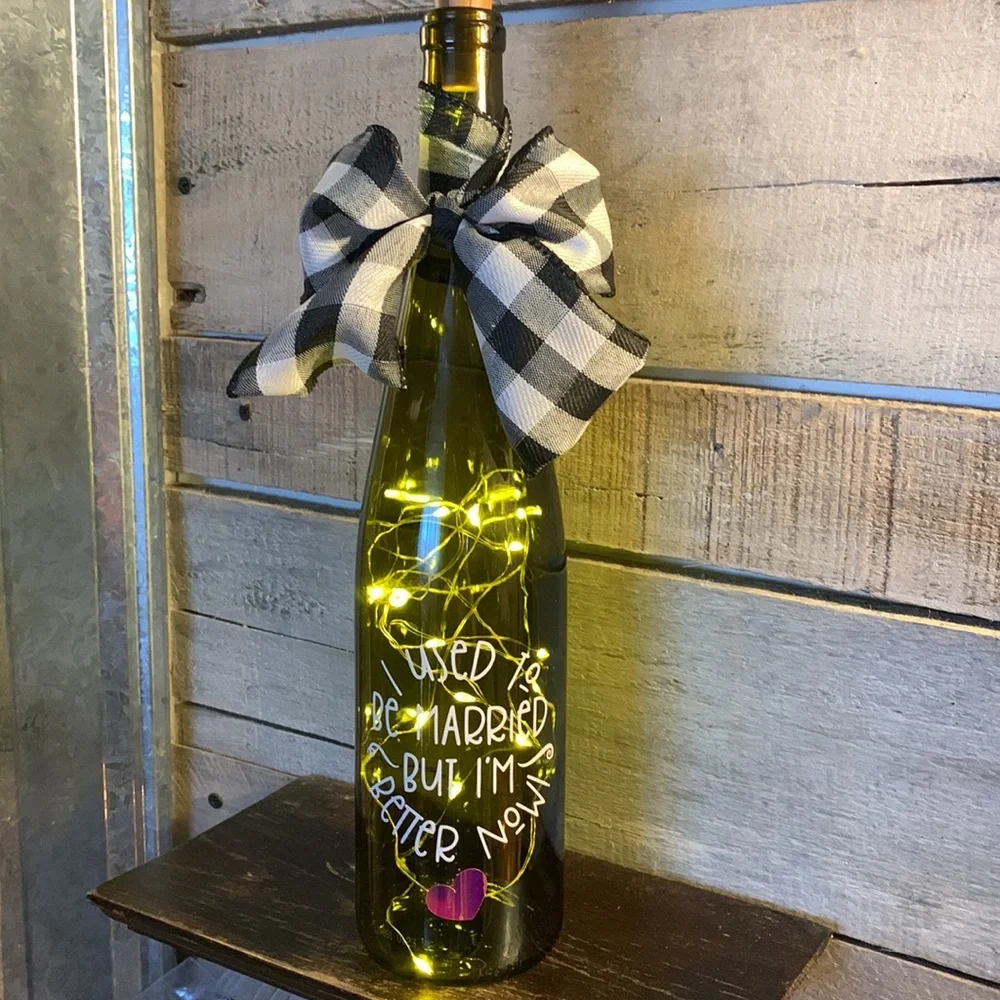 Hand Crafted- ‘I used to be Married…’ green bottle lantern